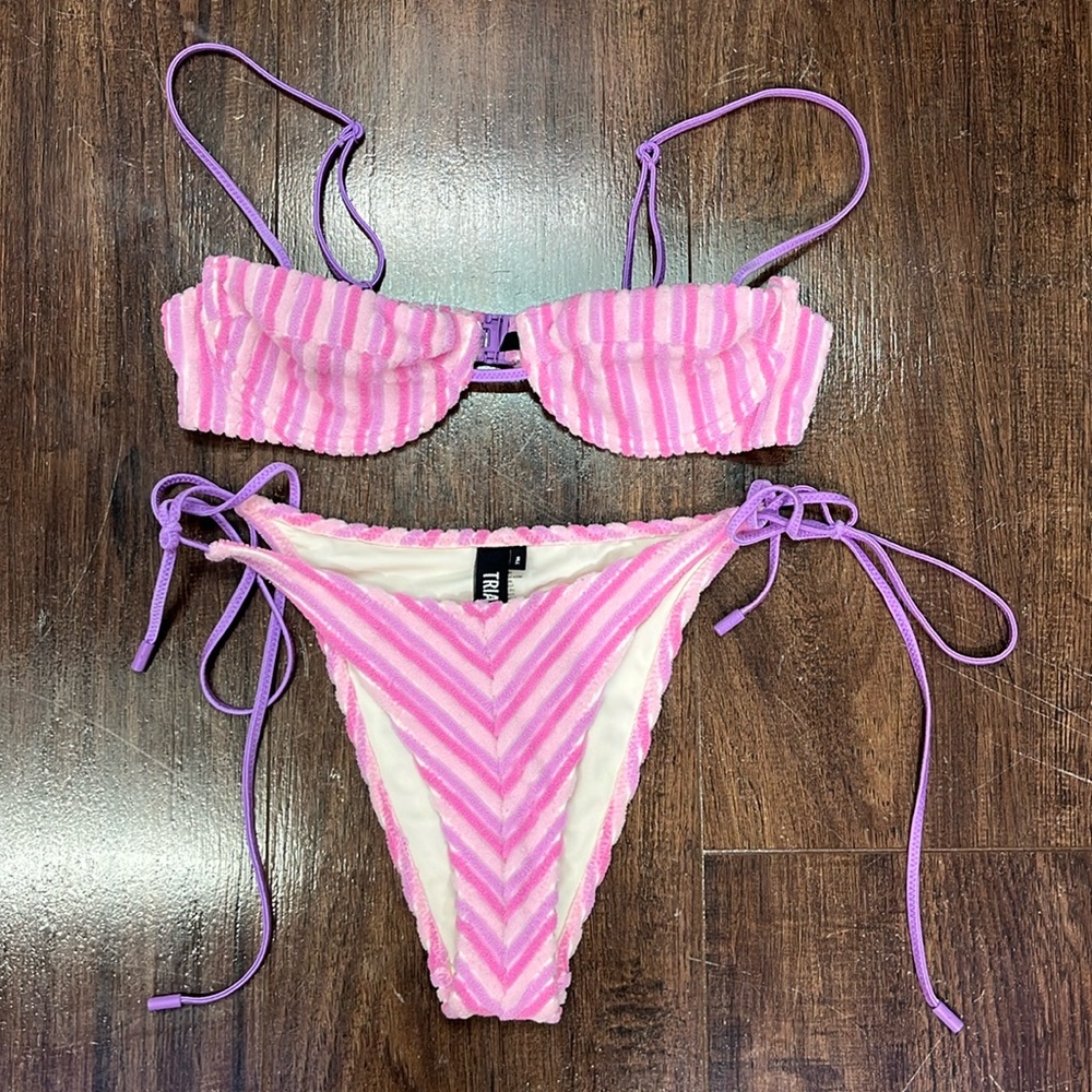 TRIANGL SWIMSUIT MALA LOTUS PINK PURPLE TOWELLING SET